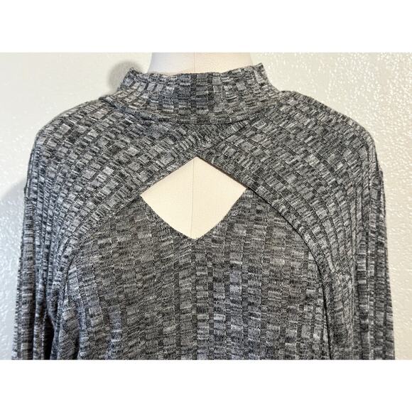 Bisou Bisou Women Cowlneck Cut Out Long Sleeve Gray Xl - Picture 2 of 7